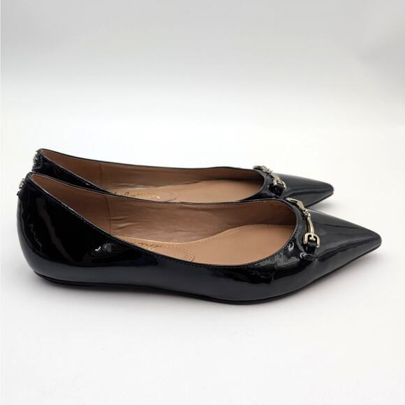 Sam Edelman Nori Pointed Toe Ballet Flat Women's Leather Black Size US7M EU37 - Picture 3 of 11